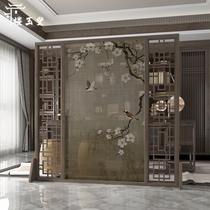 New Chinese screen partition living room entrance entrance Office Hotel occlusion hollow simple modern solid wood seat screen