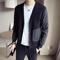 13 Autumn Spring 2021 New sweater coat mens Korean trend handsome outside wear thin thread clothes knitted cardigan