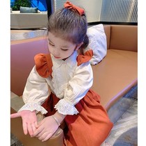 Girls Autumn Clothes 2021 New Childrens Ocean Shirt Girls Baby Strap Dress Fashion Princess Two sets