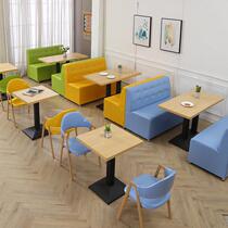 Simple Qing Bar Milk Tea Dessert Burger Shop Western Food Cafe Restaurant Card Seat Sofa Table and Chair Combination Commercial