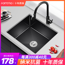 Nano black handmade sink under table basin Single slot kitchen bar embedded small 304 stainless steel wash basin