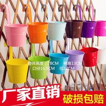 2019 hanging flower pot hanging bucket big iron bucket European Wall small kindergarten wind color iron decorative small bucket tray insert