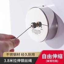 Invisible stretching portable shrink clothesline telescopic wire rope balcony wall hanging clothesline convenient drying rack