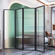 Light luxury Changhong glass screen foldable mobile cover porch modern simple wrought iron stainless steel living room partition