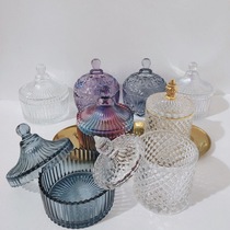 Korea ins retro glass sugar jars candy cans snack cans storage cans jewelry cosmetic cotton storage cans cotton sign cans