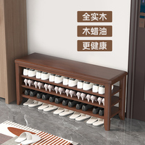 All solid wood shoe-changing stool home door-to-door shoe cabinet sitting and stools multi-layer entry outside shoe rack