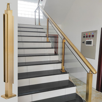 Stair handrail guardrail Outdoor household tempered glass balcony Stainless steel railing column fence Simple and modern