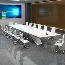 White paint conference table long table simple modern training table negotiation table large office long table and chair combination