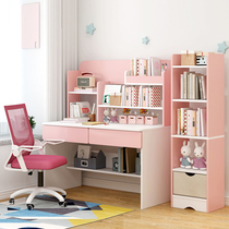 Childrens learning table home desk bookshelf integrated table reading bookshelf student writing table boys and girls table and chair set