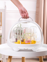 Milk bottle storage box drain rack with lid dustproof portable out baby tableware disinfection cabinet put milk powder box storage rack