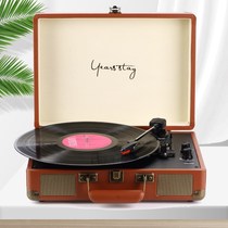 Phonograph retro antique vinyl record player European American living room home Brown LP audio