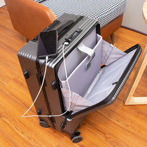 Front open side open suitcase mens business travel trolley case Front open cover aluminum frame multi-function suitcase women