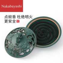 Mosquito coil stove household ceramic indoor mosquito coil sandalwood Japanese mosquito box bracket large Pan incense burner