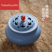 Small incense burner ceramic household indoor air purification three-legged antique aromatherapy tea ceremony sandalwood stove pan incense incense burner