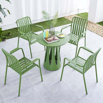 Outdoor Table And Chairs Patio Full Aluminum Mesh Red Color Open-air Milk Tea Shop Garden Hotel Outdoor Leisure Balcony Small Table And Chairs