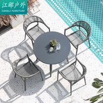 Outdoor Table And Chairs Patio Balcony Open-air Casual Rattan Chair Coffee Shop Outdoor Hotel Folk Rattan table and chairs Composition