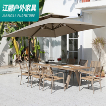 Outdoor table and chairs Villa Courtyard Garden Open-air MinorNordic Outdoor Leisure Waterproof Dining Table Tennis Red Hotel Rattan