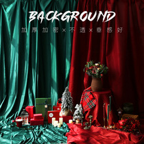 Net red Christmas photo background cloth solid color ins Wind hanging cloth theme props dark green retro red studio decoration clothing Photo photography photography green ornaments set black cloth