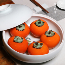 Jingdezhen Zhenrutang is all the best. Mini tea cans portable and light small tea cans simulation Persimmon ornaments