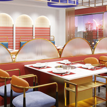 Restaurant card seat partition light luxury stainless steel fence screen simple living room Changhong glass hot pot restaurant raised guardrail