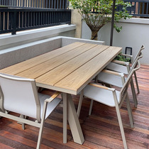 Outdoor table and chairs Courtyard Villa Embalming Wood Plastic Wood Large Long Table Open-air Garden Folk Terrace Outdoor Casual Dining Table