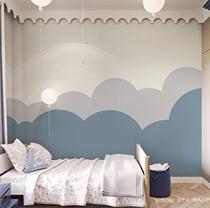 Simple cloud wallpaper blue boy bedroom wallpaper childrens room cartoon mural seamless kindergarten background wall cloth