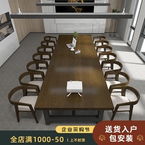 Nordic Solid Wood Loft Conference Table Long Bar Table Bench Large Small Meeting Room Negotiate Table And Chairs Combined Desk