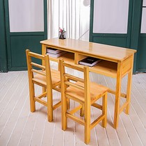 Love Gole Direct Sales Full Solid Wood Double Class Table And Chairs Primary And Middle School Students School Home Children Training Study Writing Letters