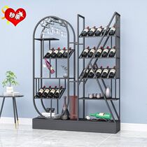 Customized wrought iron wine cabinet European style floor creative display stand bar shop merchants household multifunctional red wine hanging cup holder