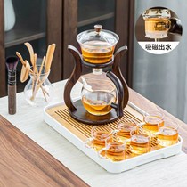 Glass lazy semi-automatic tea set kung fu tea cup set household magnetic draw water teapot living room making tea