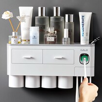 Toothbrush rack fully automatic toothpaste squeezing artifact lazy household non-perforated wall-mounted suction Wall set