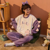 Wiener autumn winter pajamas female coral velvet sweet cute padded set cartoon girl winter flannel winter home
