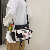 Korean version of ins Japanese canvas bag female shoulder Joker Harajuku students class school bag Mori portable shoulder bag