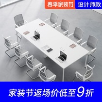 Minimalist conference table long table minimalist modern desk training small white negotiating table meeting room table and chairs combination
