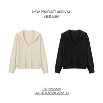 I am your cc Ashangxin lazy weekend ~ large size design sense lazy wind long sleeve lapel solid color sweater female