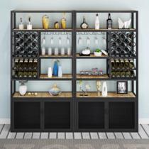 Customized wrought iron light luxury red wine cabinet European style wine cup holder display stand floor to wall shelf