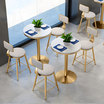 Simple hipster casual dining bar chair marble Net red tea shop table and chair combination dessert cafe round table