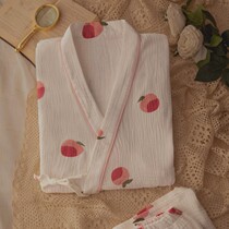 White peaches in the world Japanese kimono sweet cotton gauze pajamas womens summer shorts home wear