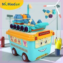 Ruisong Asong Jia Nuoqi 6732 MANE BUILDING blocks STORAGE BUS CAR 120PCS PERSONALIZED parent-child toys 1