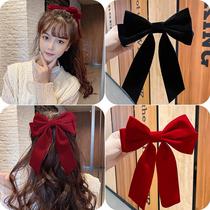  Engagement headdress red big bow hairpin back of the head temperament hair accessories streamers net red 2021 card issuing female