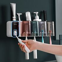 Toothbrush holder Automatic toothpaste squeezer squeezer artifact Lazy household punch-free wall-mounted suction wall set