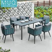 Outdoor table and chairs Villa Garden Outdoor Leisure Table And Chairs Folk Sleeping Patio Terrace waterproof sunscreen rattan table and chairs combination