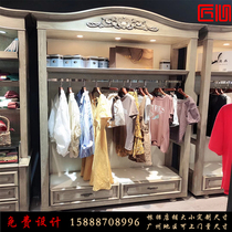 European retro womens clothing store shelf display cabinet Clothing store decoration floor-to-ceiling combination clothing display cabinet Wood-based panel
