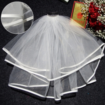 Bride 2021 New proposal bow short yarn light wedding dress license registration small head gauze Net red photo props