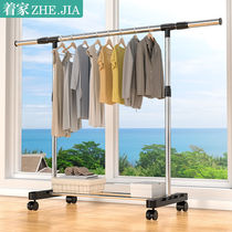 Clothes hanger floor-to-floor household strong stainless steel multifunctional folding clothes hanger bedroom balcony clothes rack