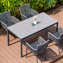 Outdoor table and chairs outdoor open-air balcony garden Villa Courtyard Vine-knitted aluminum alloy Leisure Three sets of suit combinations