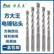 Fang King electric hammer drill bit square head planting bar drill extended impact drill cement concrete drill wall alloy square handle round handle
