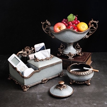 Coffee table ornaments light luxury high-end paper towels ins tea table multi-functional luxury tissue box three sets