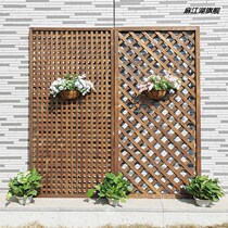 Outdoor anticorrosive wood fence large fence screen grid garden partition Balcony decoration carbonized climbing frame customization