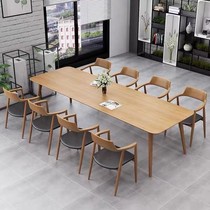 Nordic Solid Wood Large Board Meeting Table Desk Desk Long Table Brief Modern Training Table Studio Negotiating Table And Chairs Combination